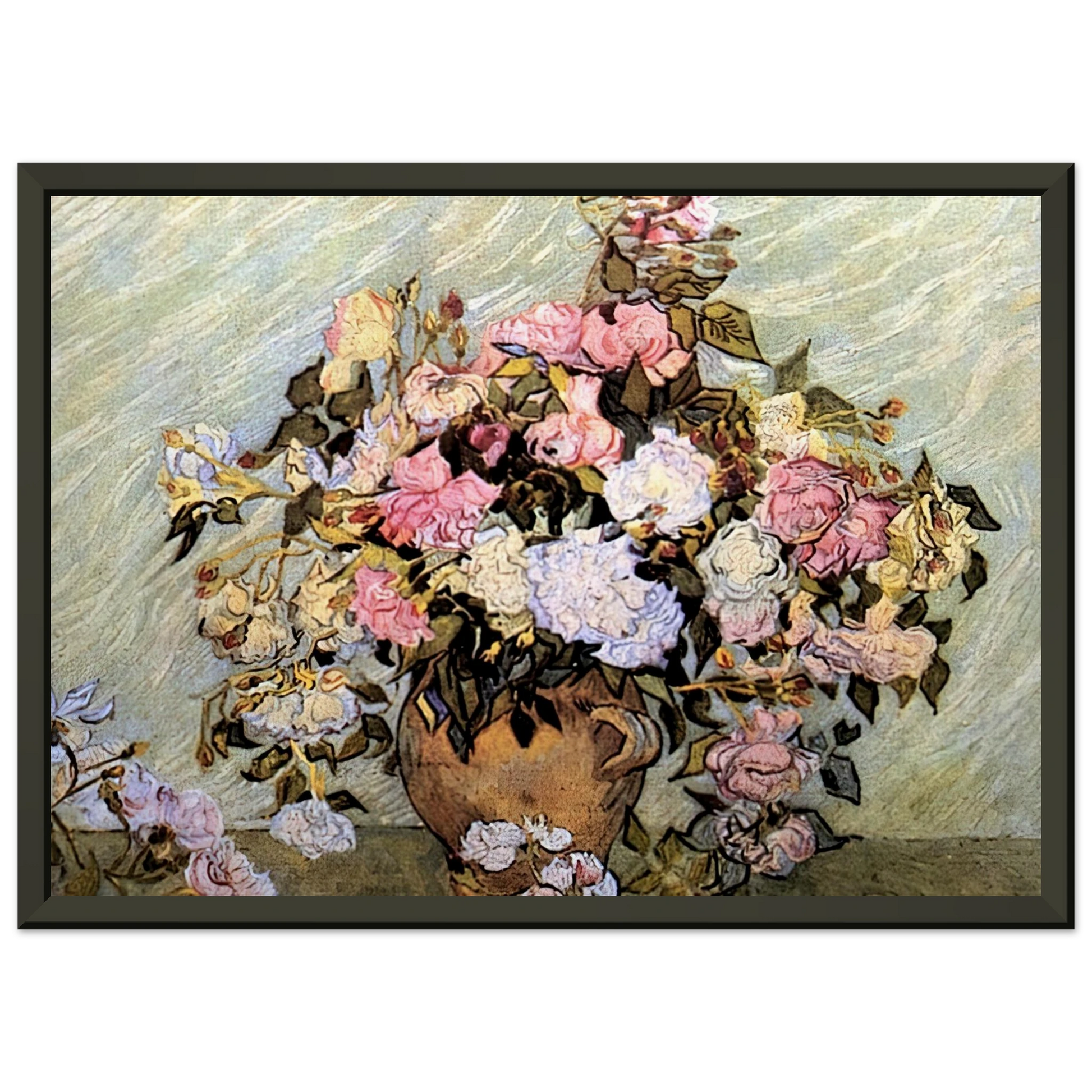 Vincent van Gogh  Still Life Vase with Roses Framed Art Print  - Aluminum Frame - 70x100 cm / 28x40 inches