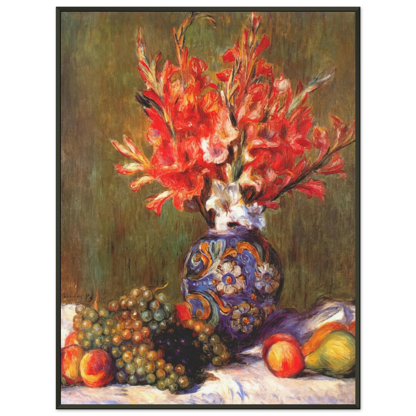 PierreAuguste Renoir  Still Life Flowers and Fruit Framed Art Print  - Aluminum Frame - 60x80 cm / 24x32 inches