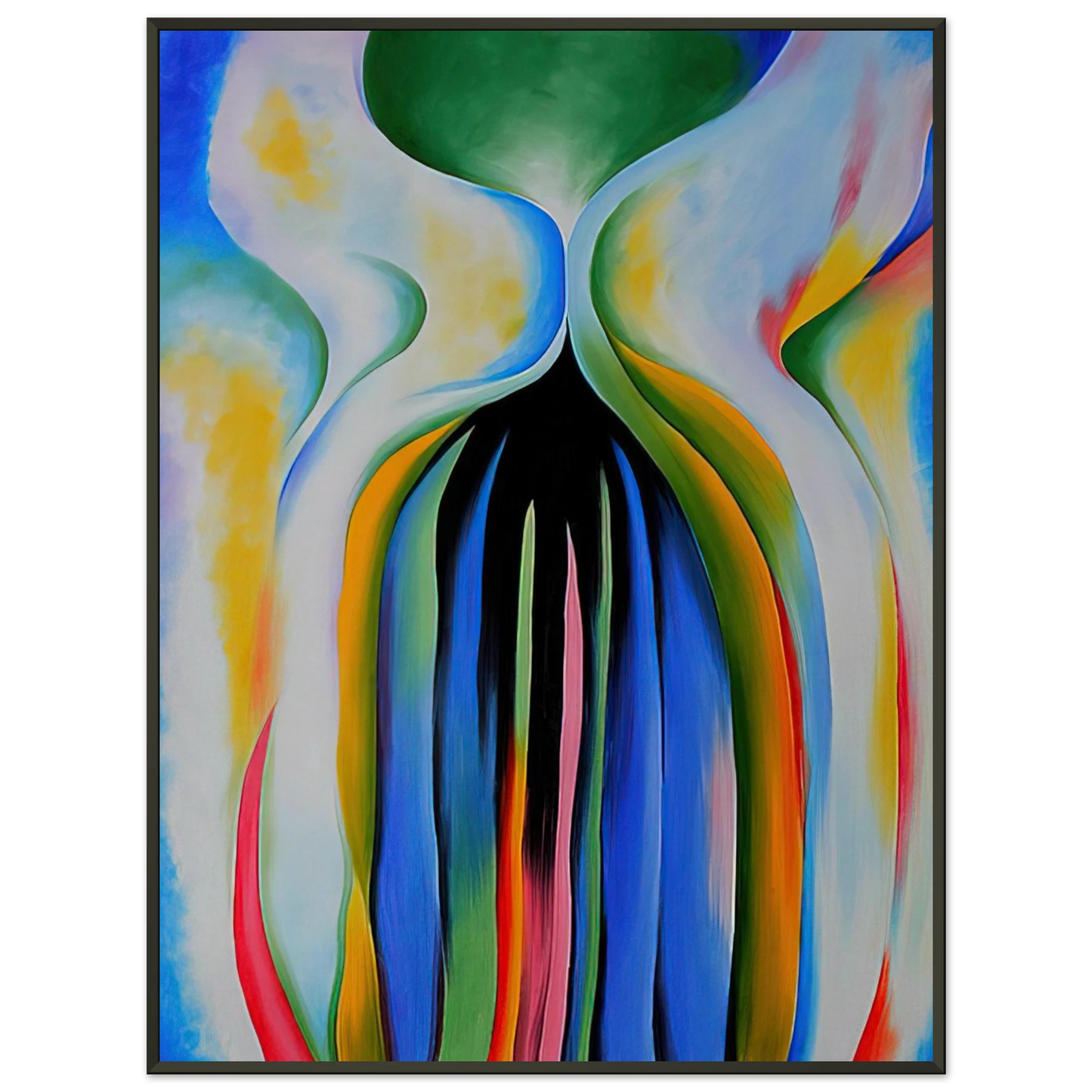 Georgia OKeeffe  Gray line with black blue and yellow Framed Art Print  - Aluminum Frame - 40x50 cm / 16x20 inches