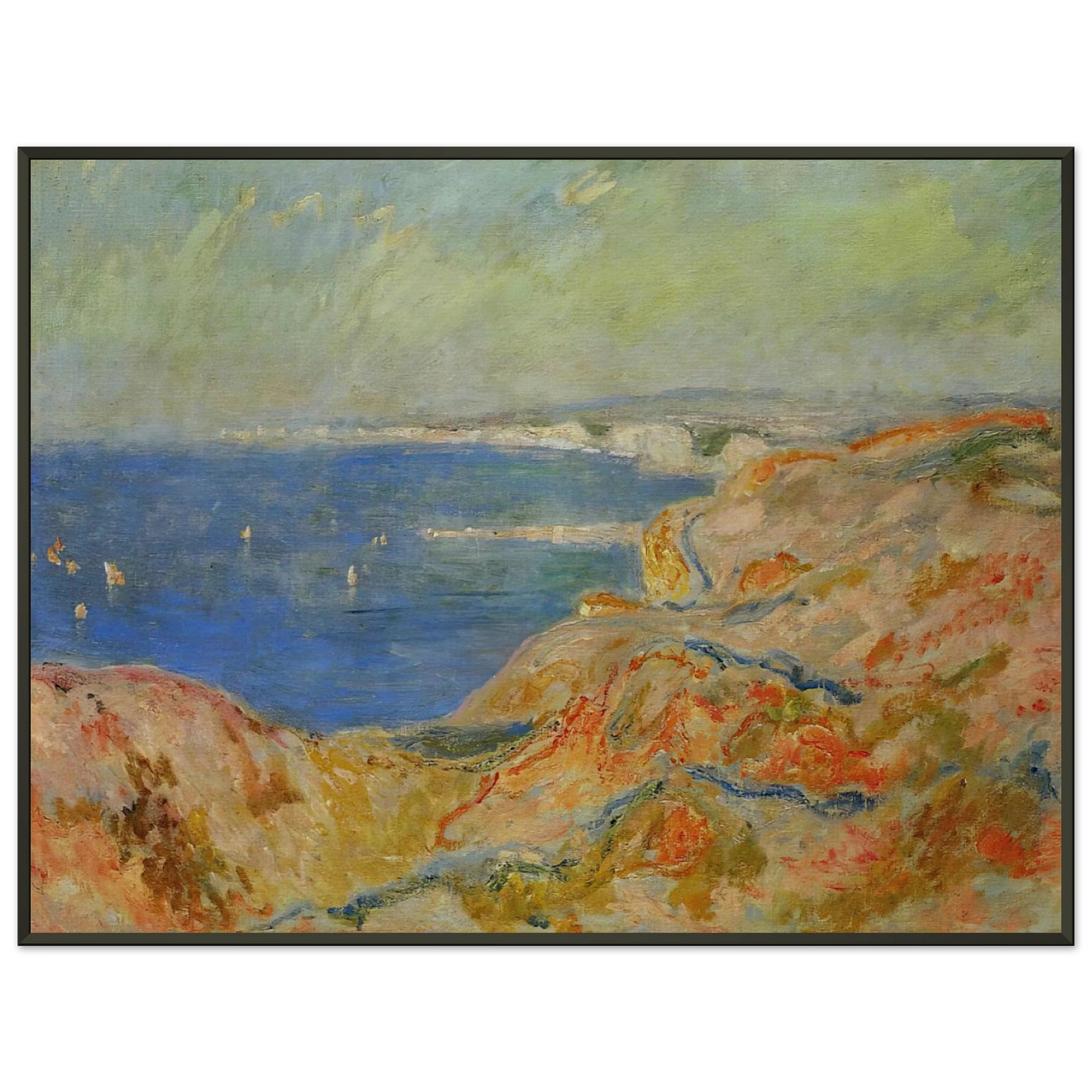 claude monet  On the Cliff near Dieppe Framed Art Print  - Aluminum Frame - 70x100 cm / 28x40 inches