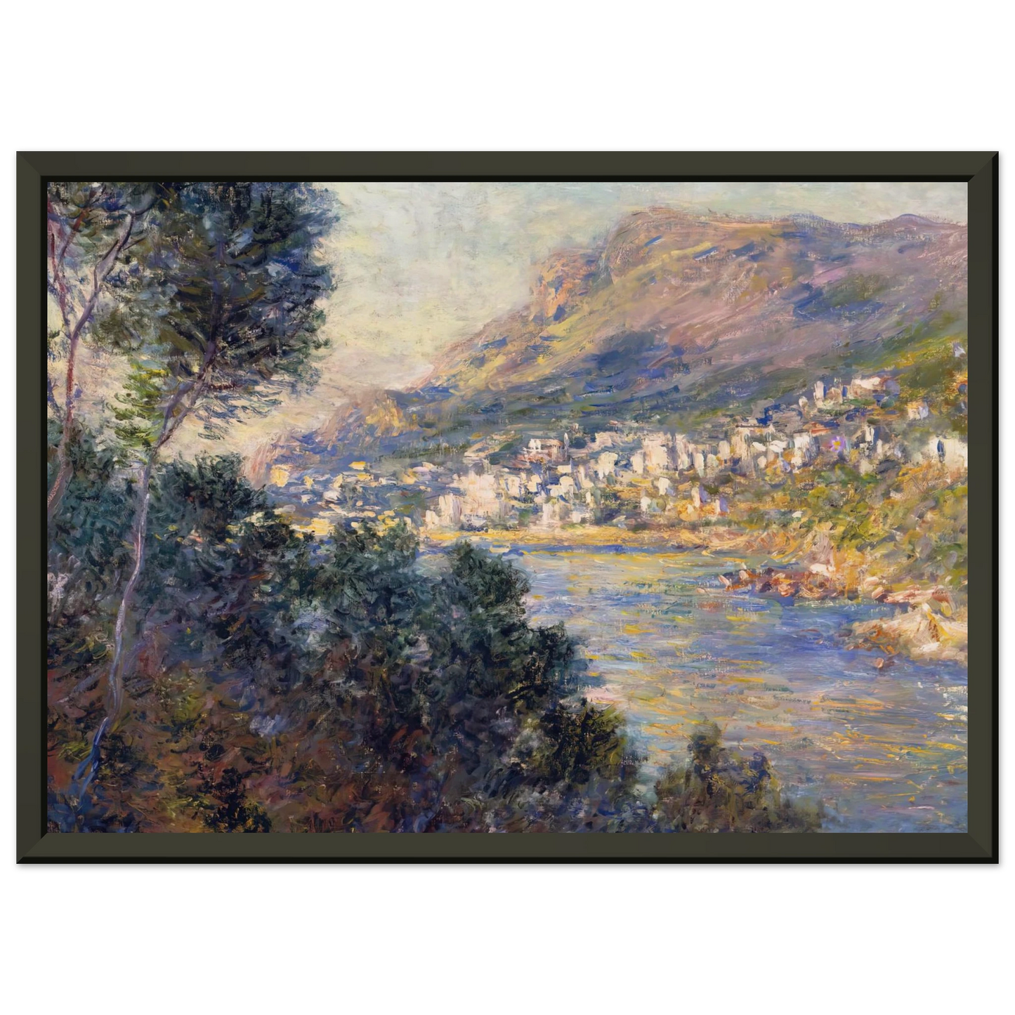 claude monet  Monte Carlo Seen from Roquebrune Framed Art Print  - Aluminum Frame - 40x50 cm / 16x20 inches