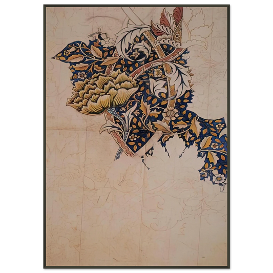 William Morris  DESIGN FOR WINDRUSH PRINTED TEXTILE 1883 Framed Art Print  - Aluminum Frame - 21x29.7 cm / 8x12"