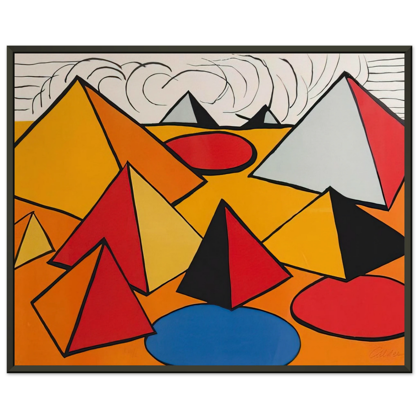 Alexander Calder  PRYAMIDS AND CLOUDS 1970 Framed Art Print  - Aluminum Frame - 40x50 cm / 16x20 inches