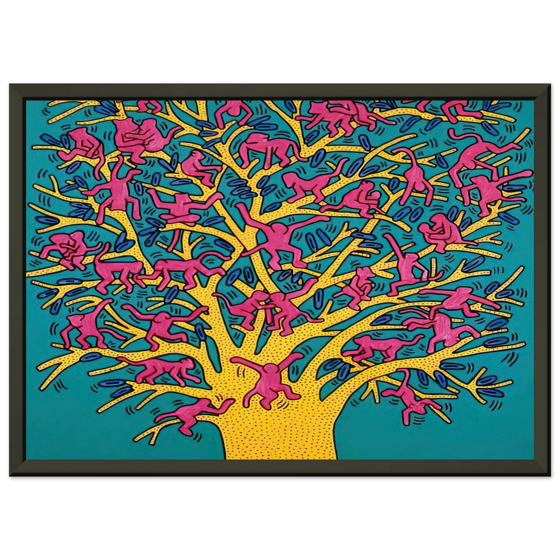 Keith Haring  THE TREE OF MONKEYS Framed Art Print  - Aluminum Frame - 60x80 cm / 24x32 inches
