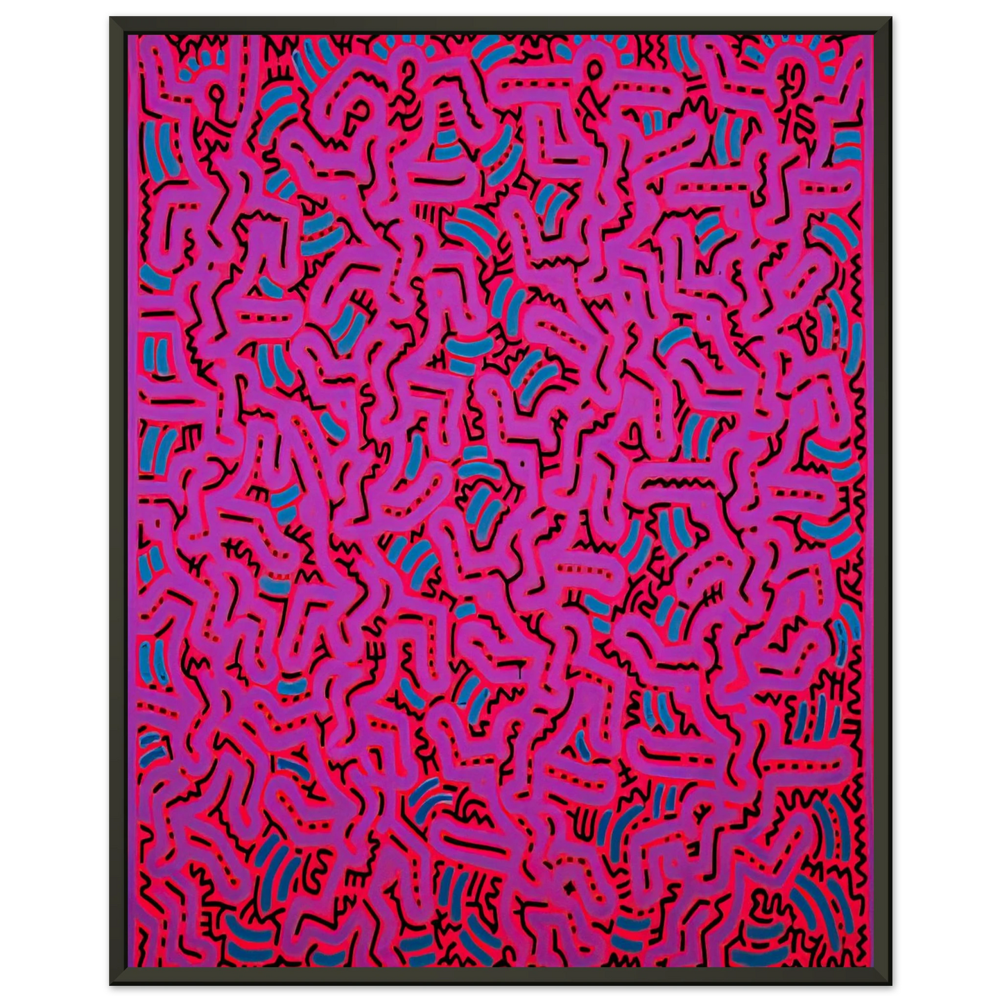 Keith Haring  UNTITLED 1984 Framed Art Print  - Aluminum Frame - 60x80 cm / 24x32 inches
