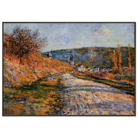 claude monet  The Road to Vetheuil Framed Art Print  - Aluminum Frame - 21x29.7 cm / 8x12"