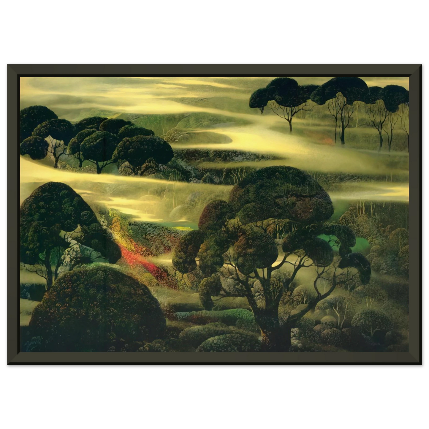 Eyvind Earle  Forest in Fog Framed Art Print  - Aluminum Frame - 70x100 cm / 28x40 inches