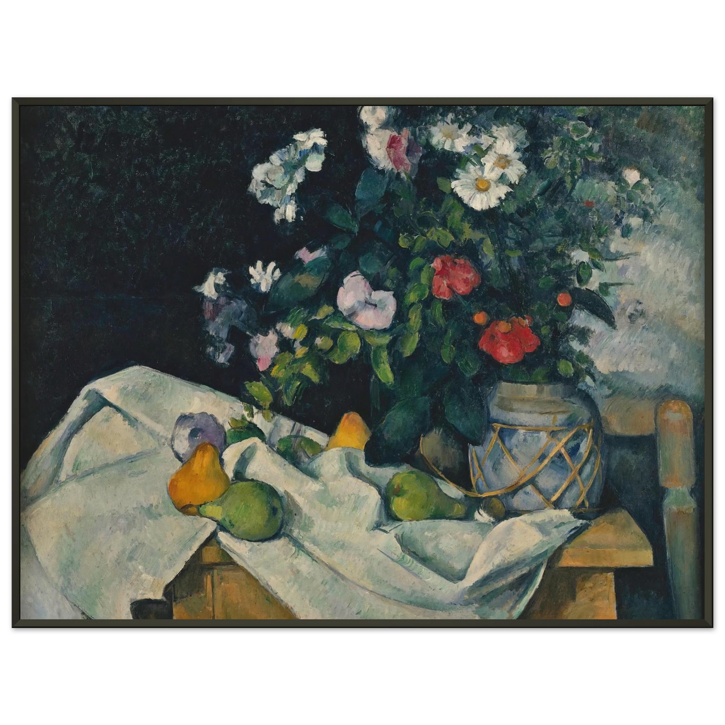 Paul Cezanne  Still Life with Flowers and Fruit Framed Art Print  - Aluminum Frame - 40x50 cm / 16x20 inches