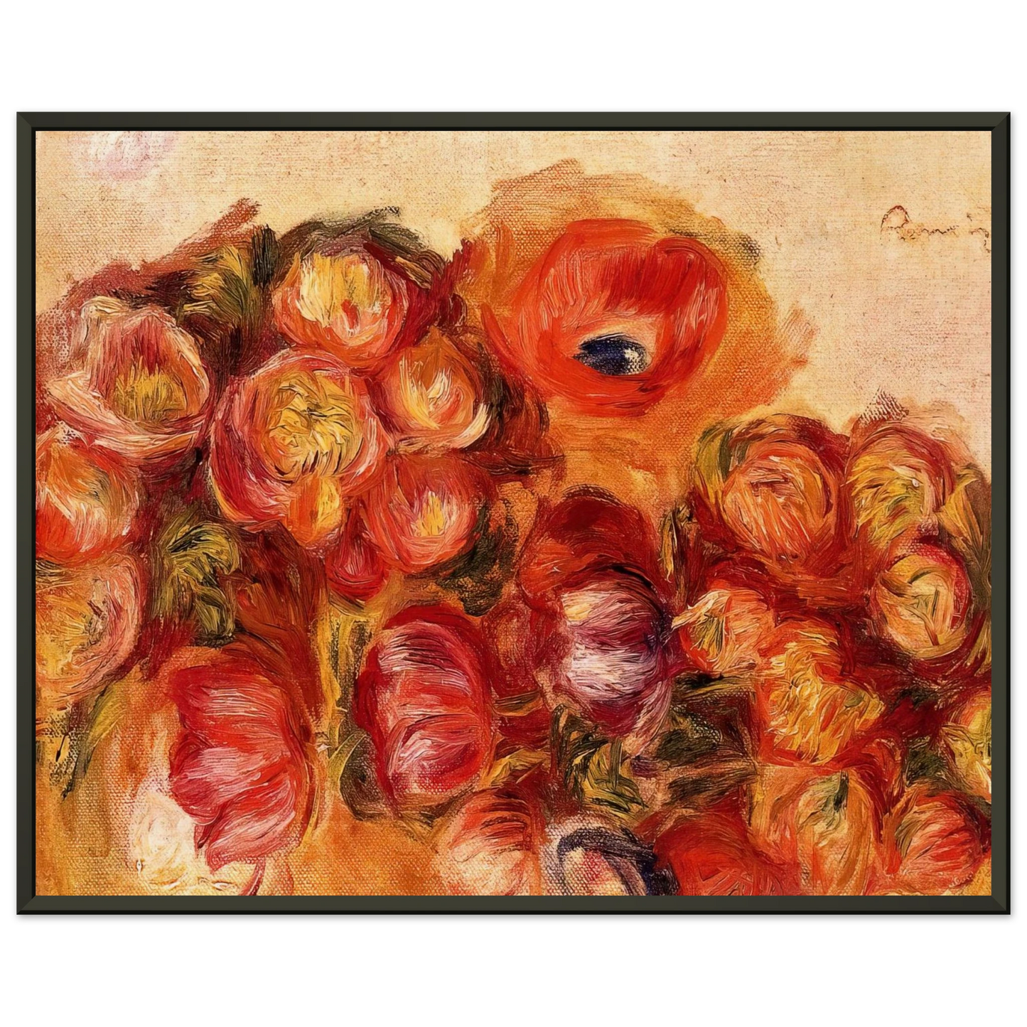 PierreAuguste Renoir  Study of Flowers Anemones and Tulips Framed Art Print  - Aluminum Frame - 60x80 cm / 24x32 inches