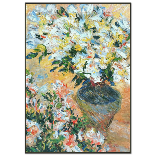 claude monet  White Azaleas in a Pot Framed Art Print  - Aluminum Frame - 21x29.7 cm / 8x12"
