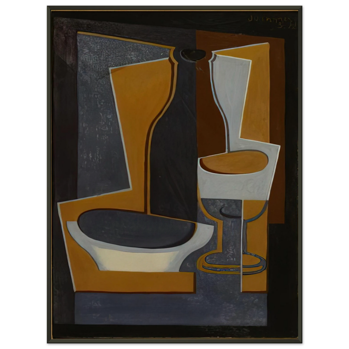 Juan Gris  BOUTEILLE BOL ET VERRE 1922 Framed Art Print  - Aluminum Frame - 70x100 cm / 28x40 inches