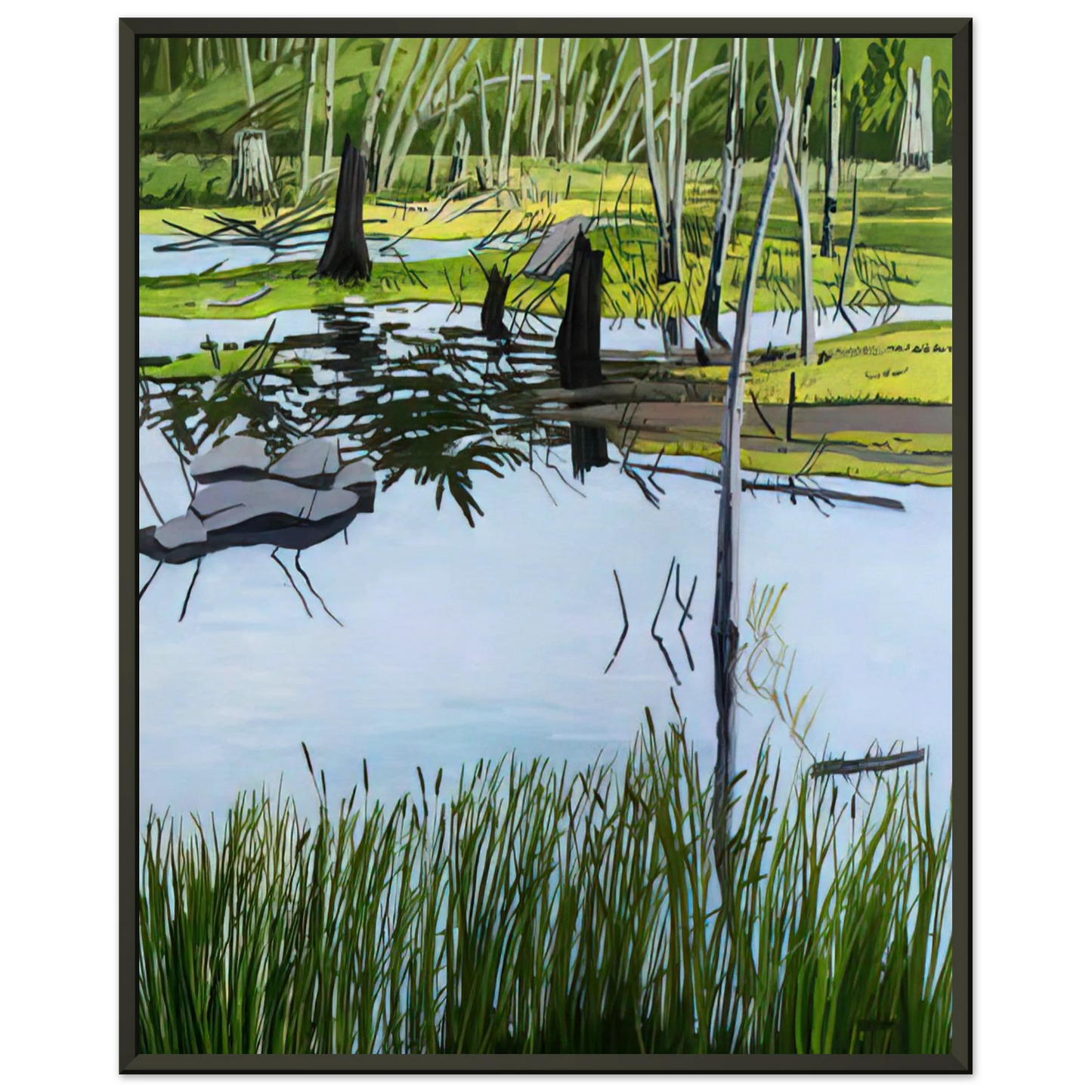 Neil Welliver  Joannas Marsh  2000 Framed Art Print  - Aluminum Frame - 60x80 cm / 24x32 inches