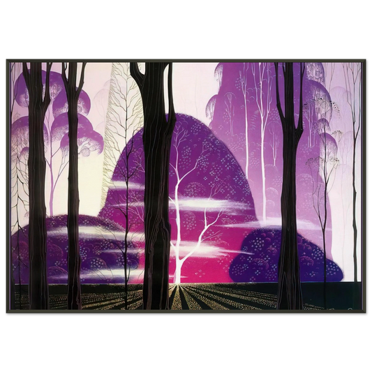 Eyvind Earle  Purple Dawn Framed Art Print  - Aluminum Frame - 21x29.7 cm / 8x12"