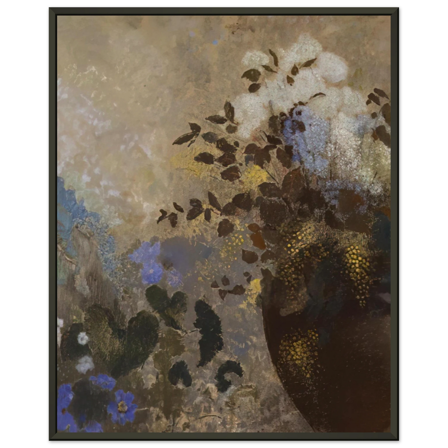Odilon Redon  FLOWERS IN A BLACK VASE Framed Art Print  - Aluminum Frame - 70x100 cm / 28x40 inches