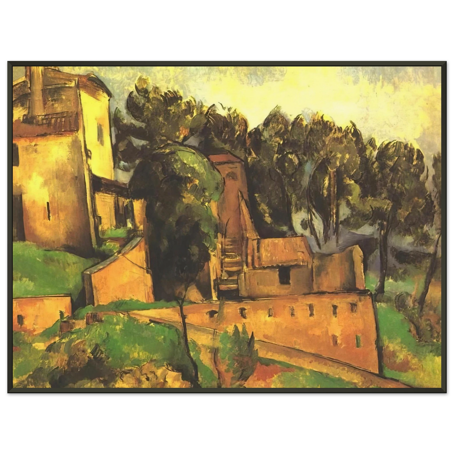 Paul Cezanne  The farm of Bellevue Framed Art Print  - Aluminum Frame - 40x50 cm / 16x20 inches