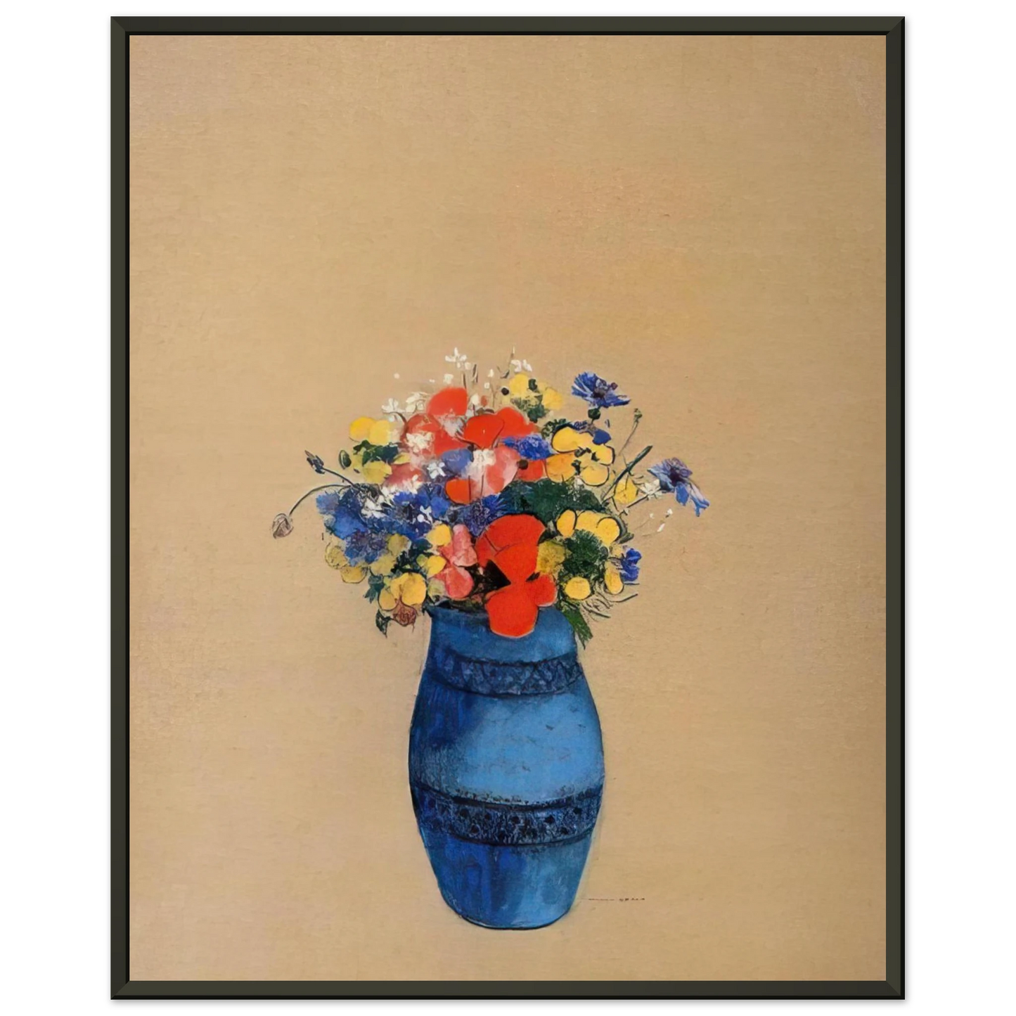 Odilon Redon  VASE OF FLOWERS 6 Framed Art Print  - Aluminum Frame - 70x100 cm / 28x40 inches