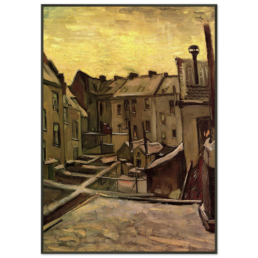Vincent van Gogh  Backyards of Old Houses in Antwerp in the Snow Framed Art Print  - Aluminum Frame - 21x29.7 cm / 8x12"
