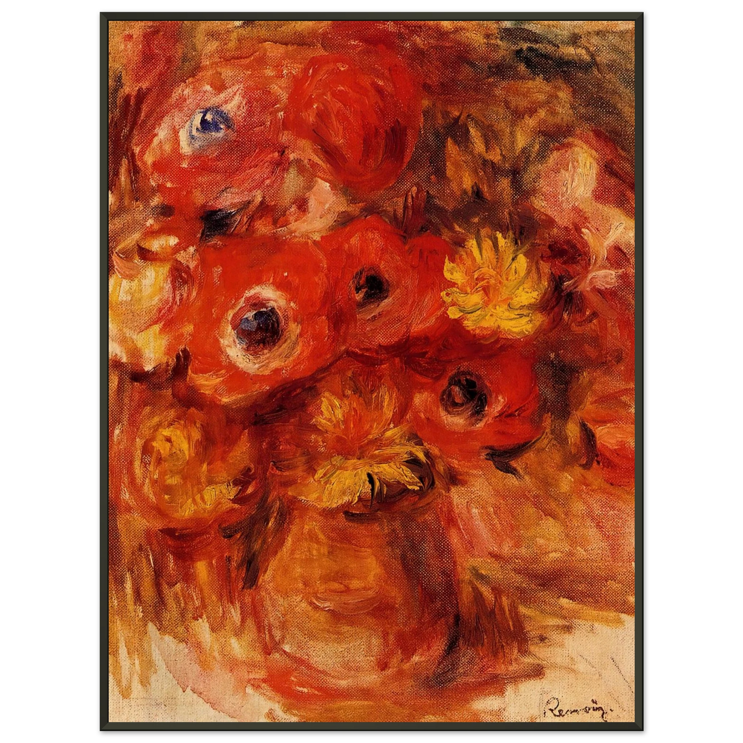 PierreAuguste Renoir  Vase of Anemones Framed Art Print  - Aluminum Frame - 40x50 cm / 16x20 inches