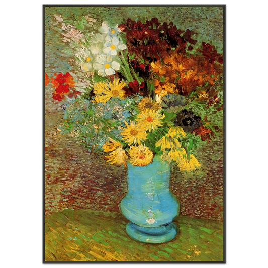 Vincent van Gogh  Vase with Daisies and Anemones Framed Art Print  - Aluminum Frame - 21x29.7 cm / 8x12"