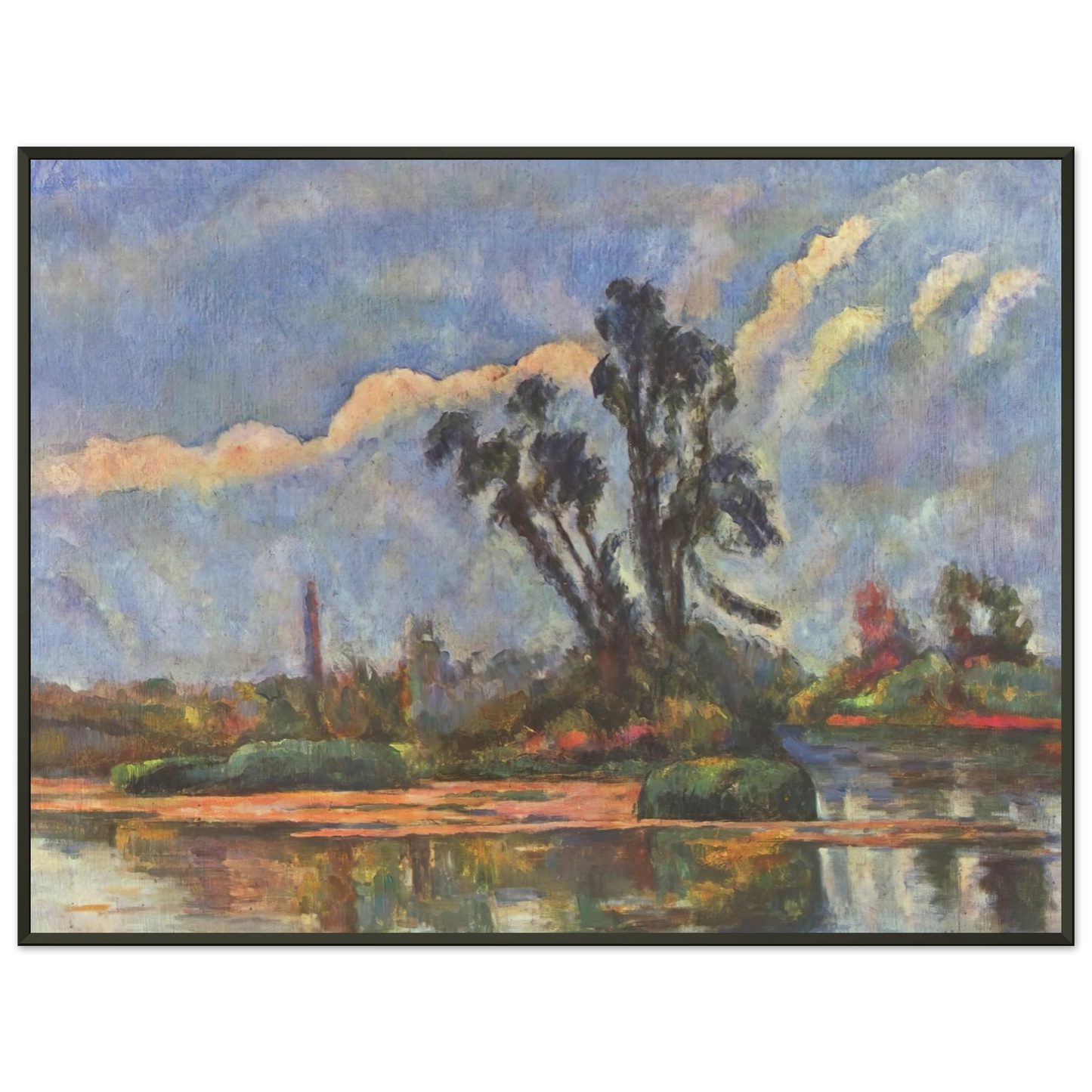 Paul Cezanne  Bank of the Oise Framed Art Print  - Aluminum Frame - 60x80 cm / 24x32 inches