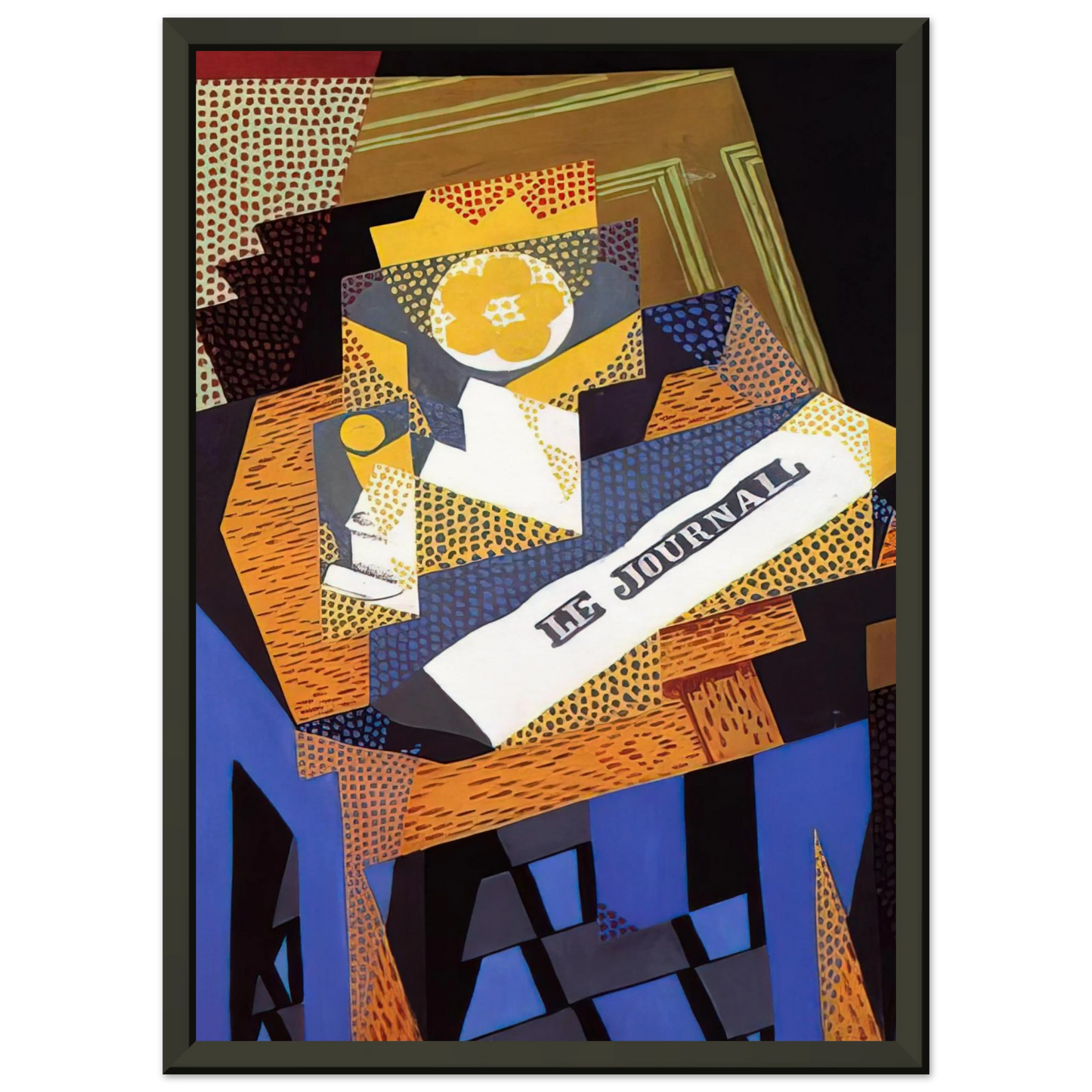 Juan Gris  NEWSPAPER AND FRUIT DISH 1916 Framed Art Print  - Aluminum Frame - 40x50 cm / 16x20 inches