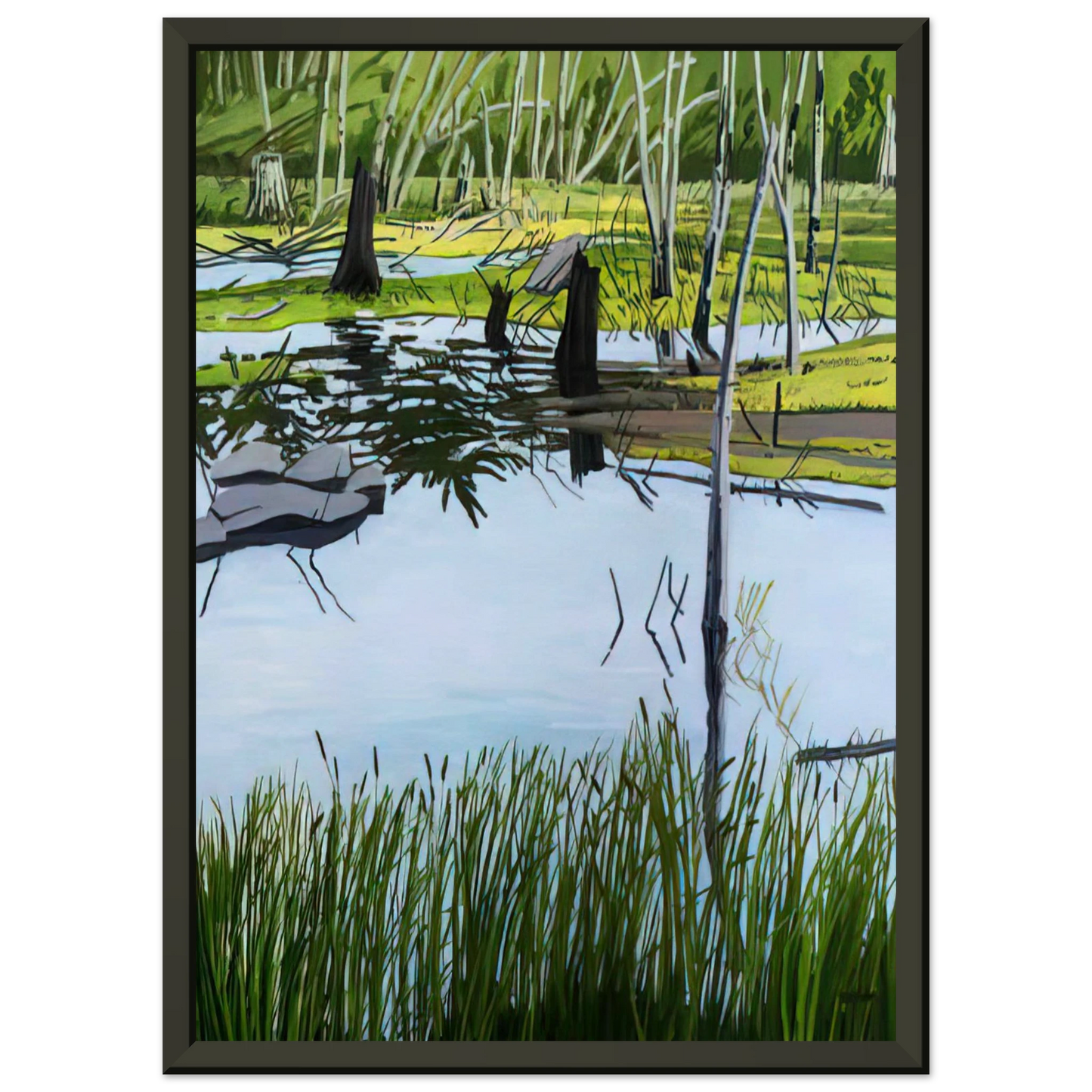 Neil Welliver  Joannas Marsh  2000 Framed Art Print  - Aluminum Frame - 70x100 cm / 28x40 inches