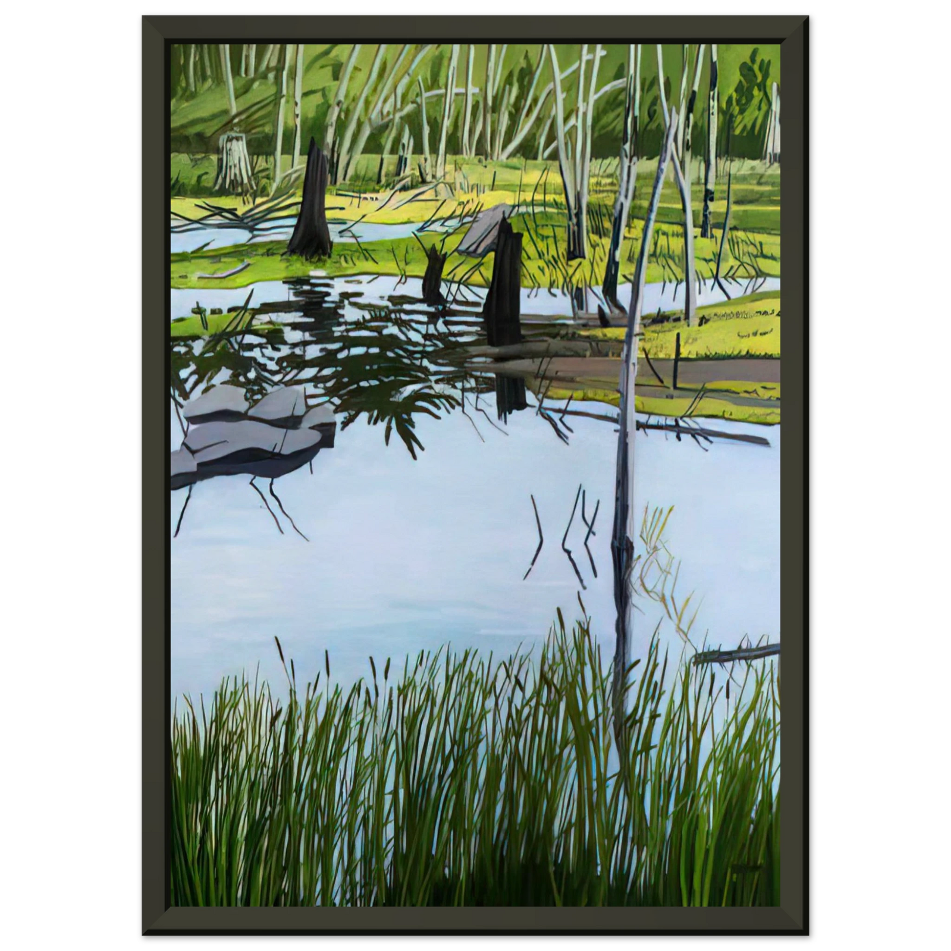 Neil Welliver  Joannas Marsh  2000 Framed Art Print  - Aluminum Frame - 70x100 cm / 28x40 inches
