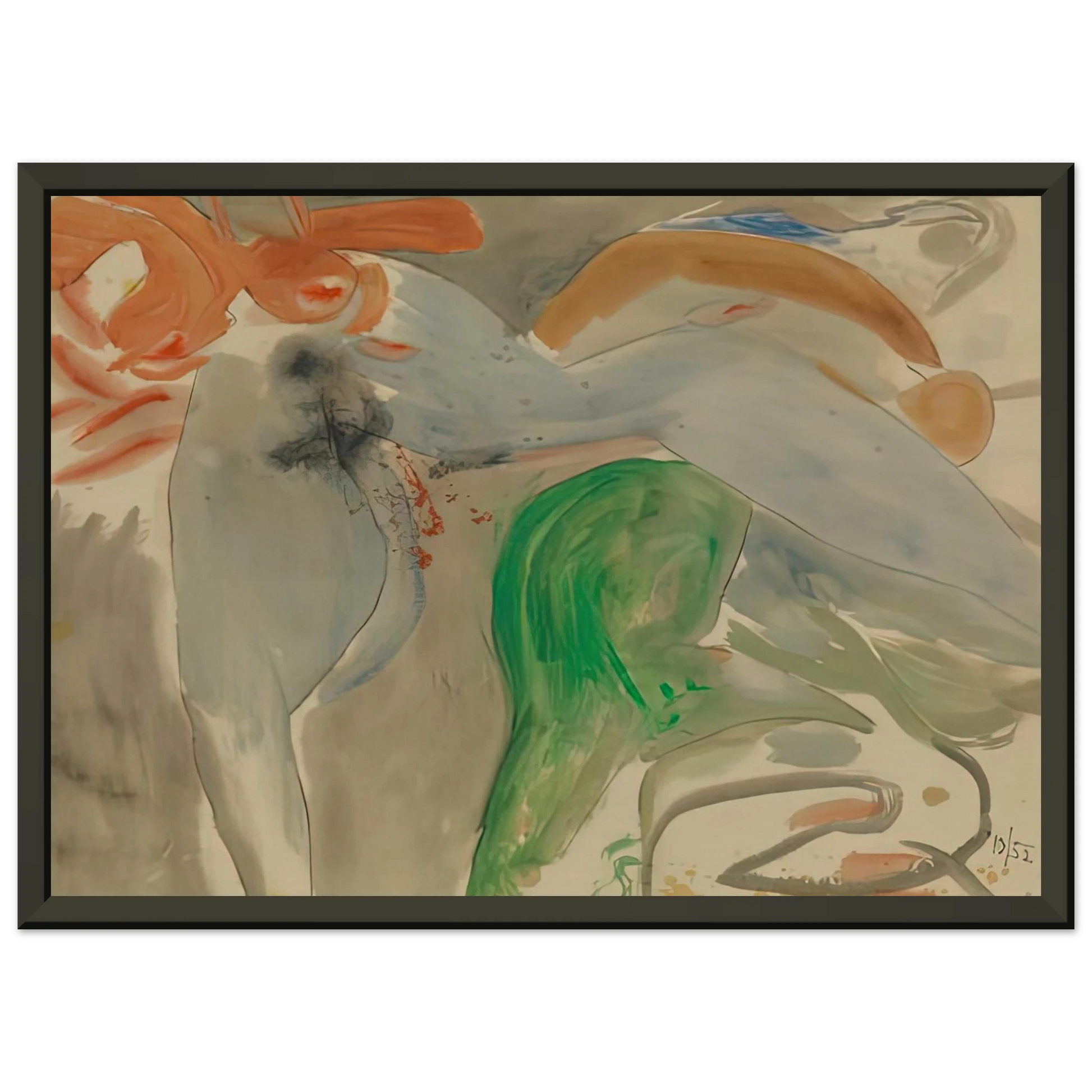Helen Frankenthaler  Scene with Nude 1952 Framed Art Print  - Aluminum Frame - 40x50 cm / 16x20 inches