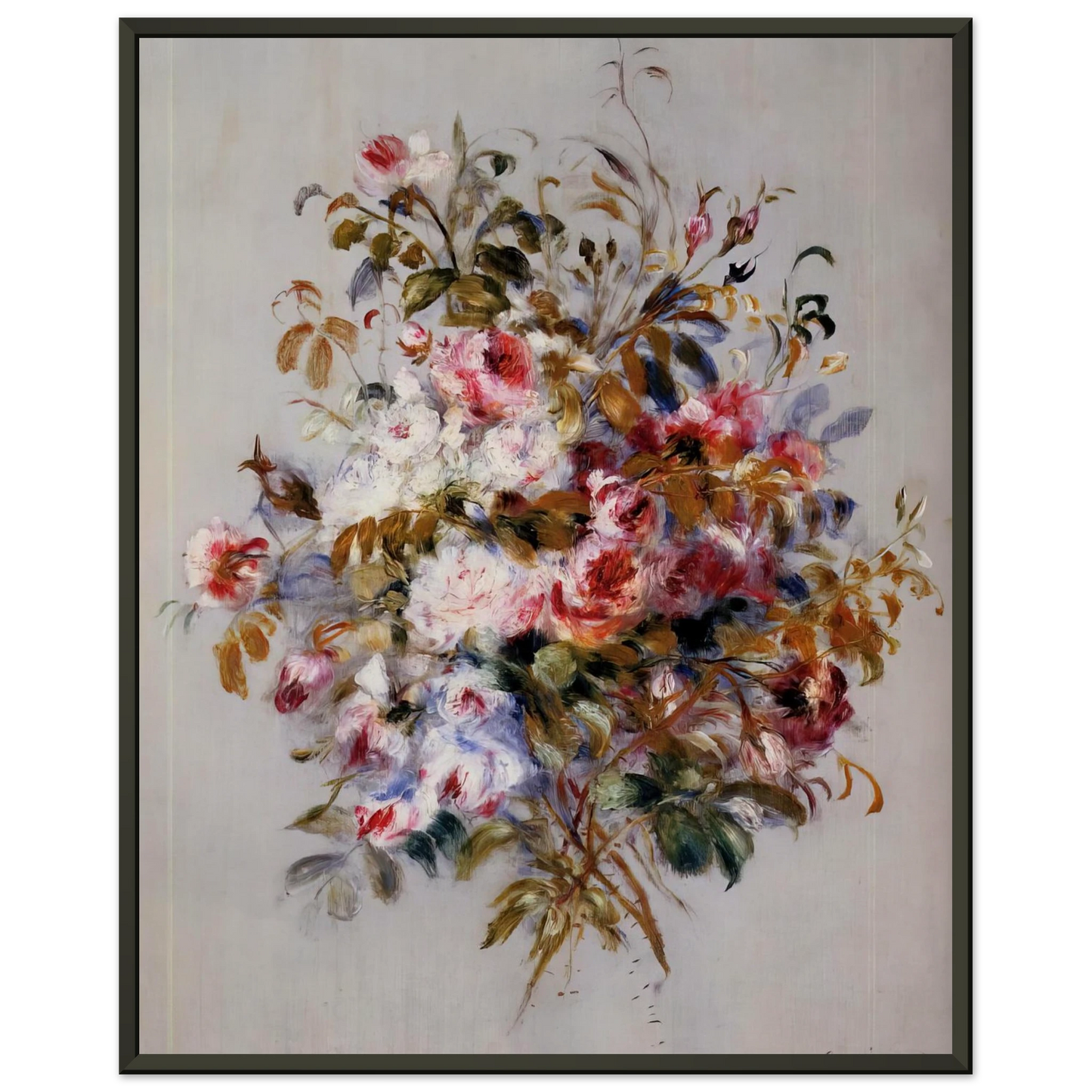PierreAuguste Renoir  A Bouquet of Roses Framed Art Print  - Aluminum Frame - 40x50 cm / 16x20 inches